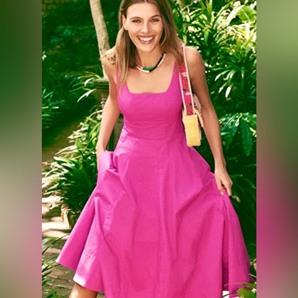 💕 Staud Wells Midi Dress in Peony Poplin